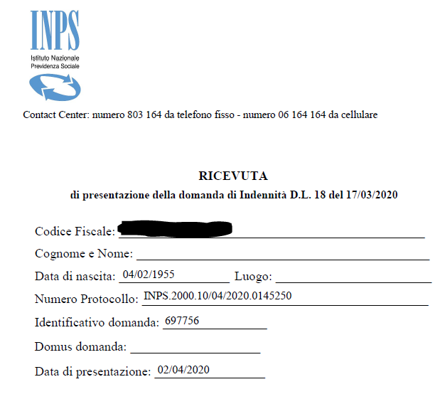 CD_Arreda's tweet photo. @INPS_it aggiungo una cosa.... E' normale che nella ricevuta della domanda appaia solo il CF come dato anagrafico?  Nome, cognome e altro sono vuoti!!! https://t.co/dlmCXzaN06