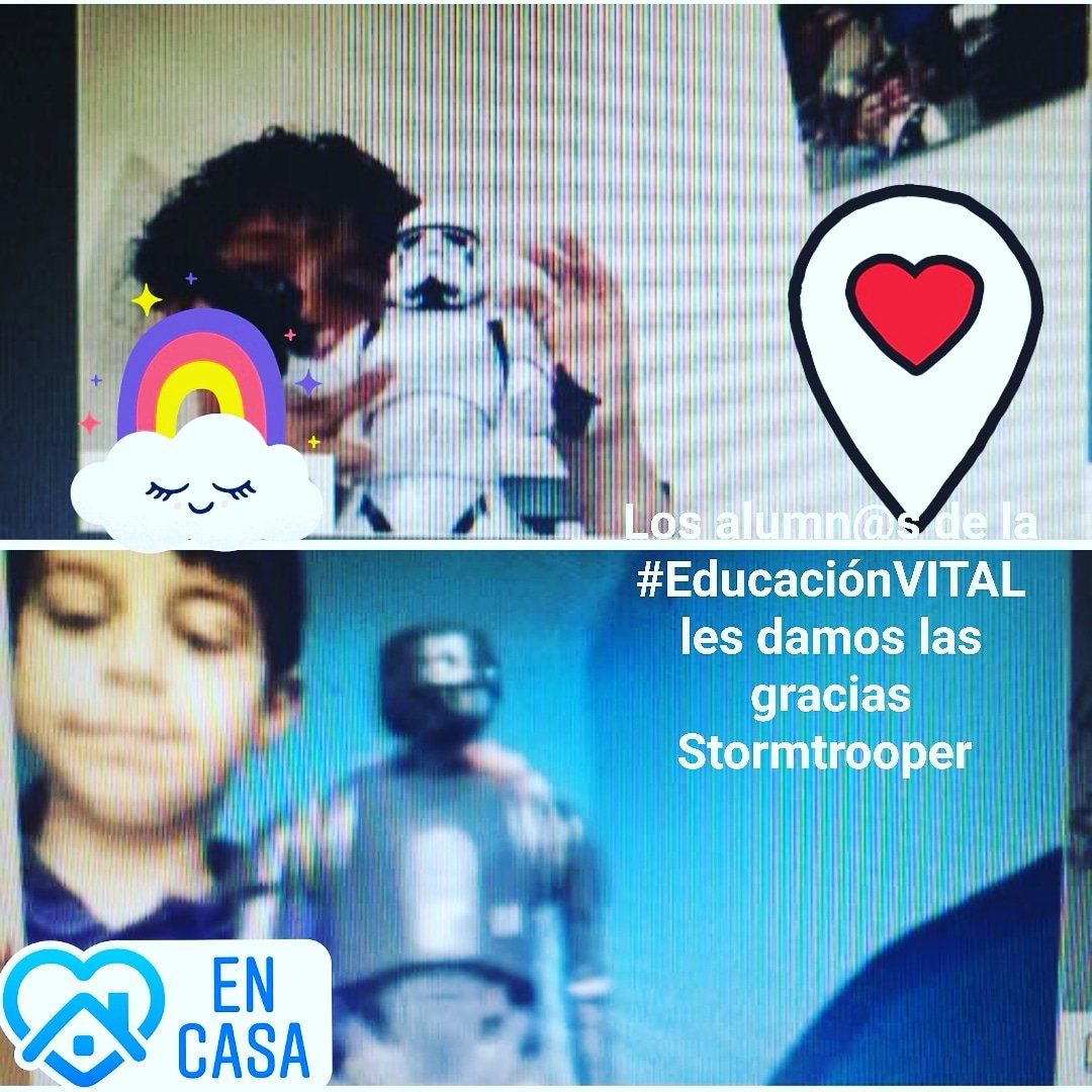 zacatapas's tweet image. Mis alumnos agradecen en la vídeo llamada de hoy, el vídeo que les envió el grupo Stormtrooper Santa Cruz de Tenerife, para animarles en estos momentos!
#Stromtrooper
#EducaciónVITAL
miguelmederos.com