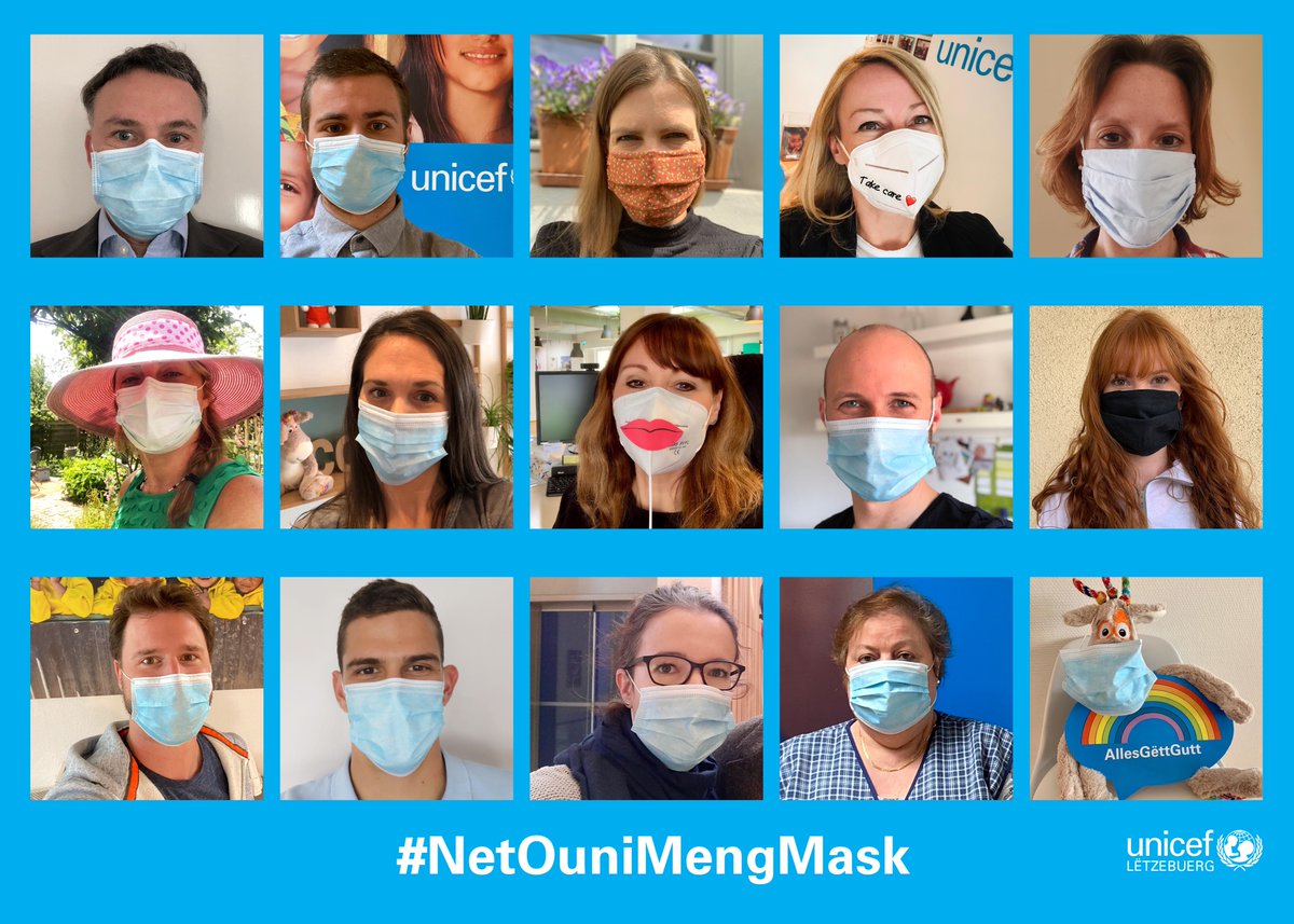 uniceflux's tweet photo. Och bei eis gëllt #NetOuniMengMask 😷

Eis Aarbecht fir all Kand geet weider. Ënnerstëtzt eis am Kampf géint den #COVID19 👉 https://t.co/Fy1IFDTk7m https://t.co/TxHmsXNbH6