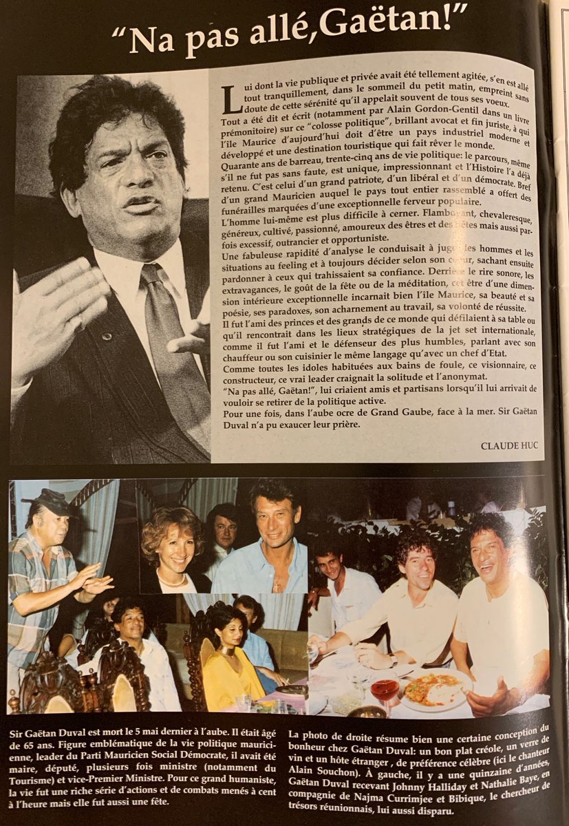 Hommage à Sir Gaëtan Duval, pilier du tourisme mauricien #ilemaurice #mauritius #tourisme #avocat #gaetanduval bit.ly/2SDuXvV