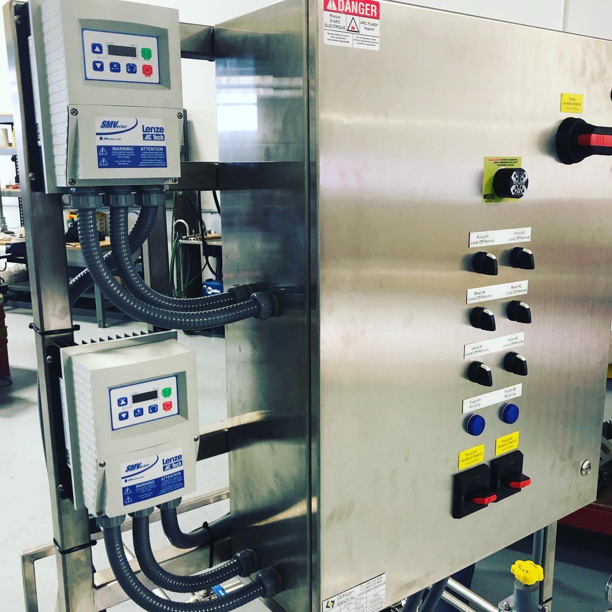 AitkenElectric's tweet photo. Just finished wiring up this pump skid for Morrflo Pump Systems, a division of @McFlusion  It’s all ready for testing and then shipping to the end user. 
.
.
.
#electrician #electricalcabinet #electricalcontractor #vfd #variablespeeddrive #pumpsystem #pumpcontrols #controlpanel https://t.co/VUraC5yK5k