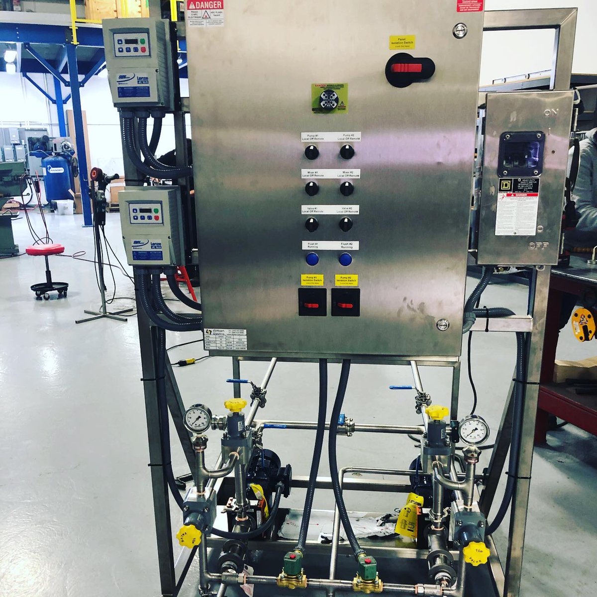 AitkenElectric's tweet photo. Just finished wiring up this pump skid for Morrflo Pump Systems, a division of @McFlusion  It’s all ready for testing and then shipping to the end user. 
.
.
.
#electrician #electricalcabinet #electricalcontractor #vfd #variablespeeddrive #pumpsystem #pumpcontrols #controlpanel https://t.co/VUraC5yK5k