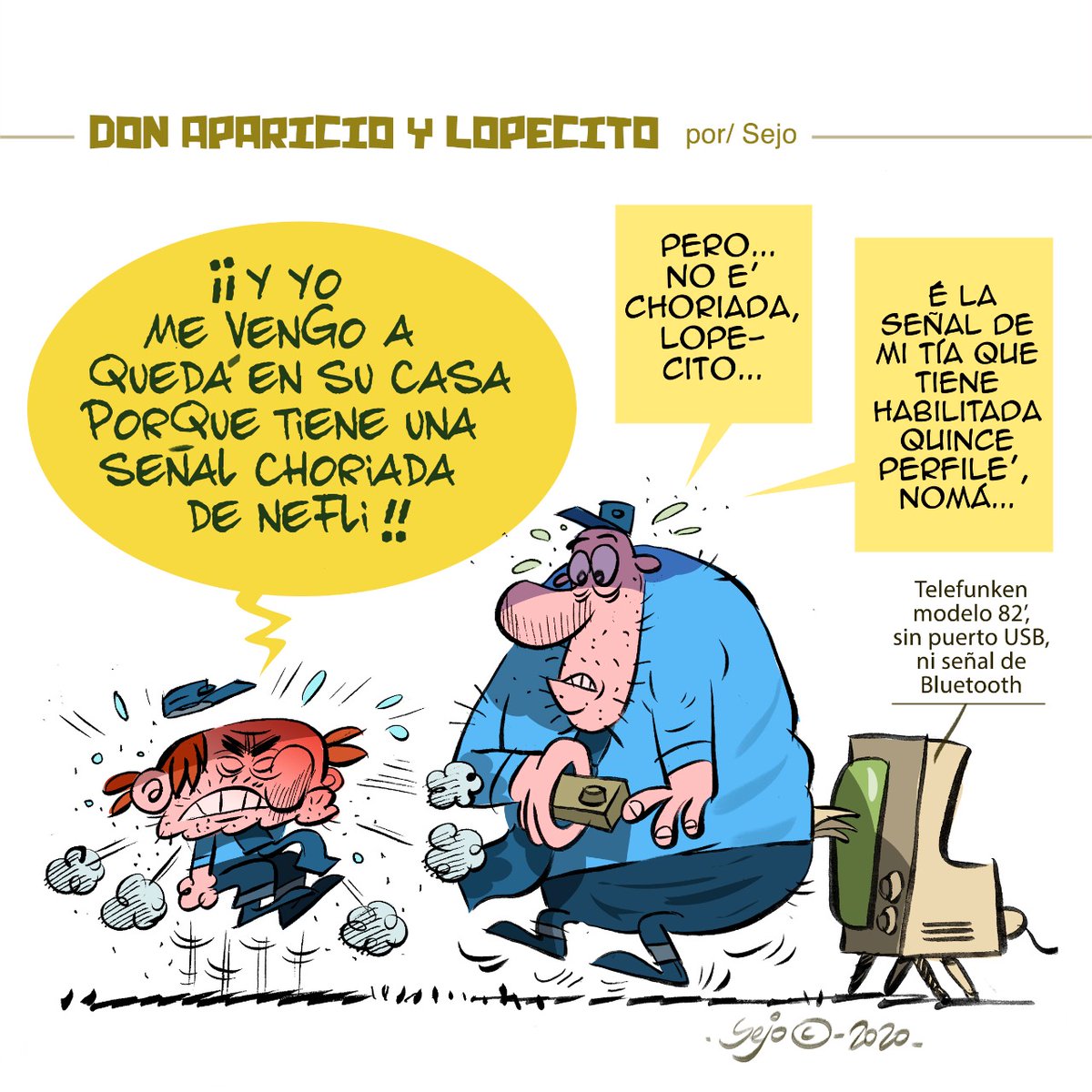 PapaluToons's tweet photo. Don Aparicio y Lopecito: la vida misma en cuarentena. #humor #pandemia #tv #netflix #cuarentena #papalutoons https://t.co/F60X7wjSPz https://t.co/fQSTIPtiQw