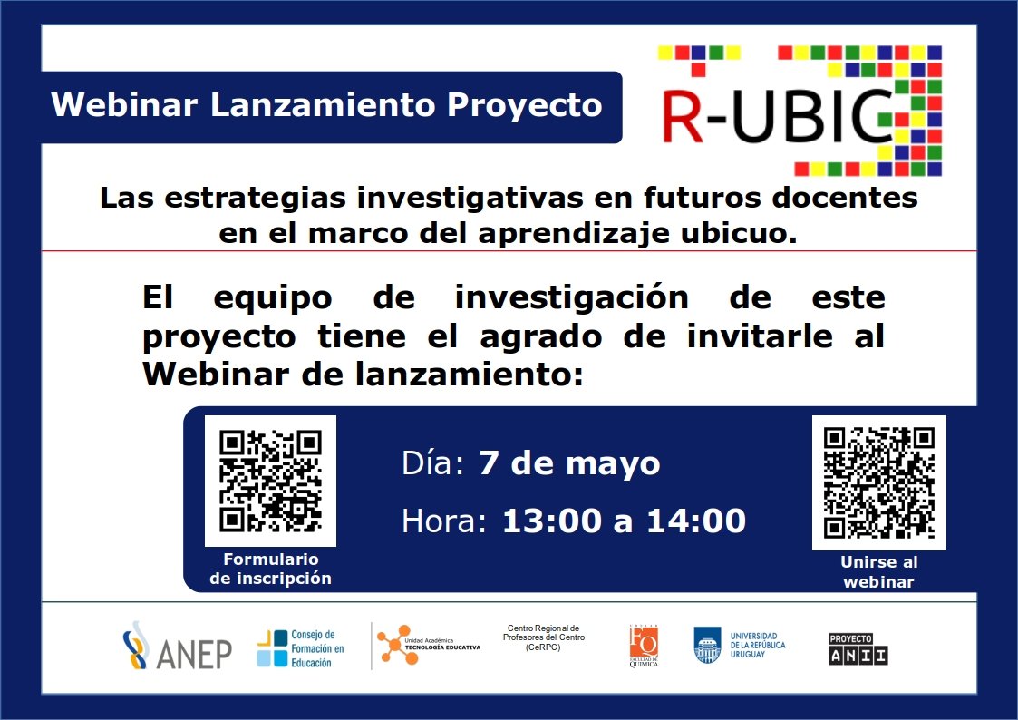 UATE_CFE's tweet photo. Webinar: "Lanzamiento del Proyecto R - UBIC". #CeRPCentro @cfe_anep @ANIIuy https://t.co/H47S5JRiJM https://t.co/v2xaYD9AXx