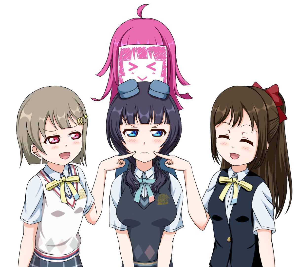 後輩たちにからかわれる果林先輩 ぶそんのイラスト