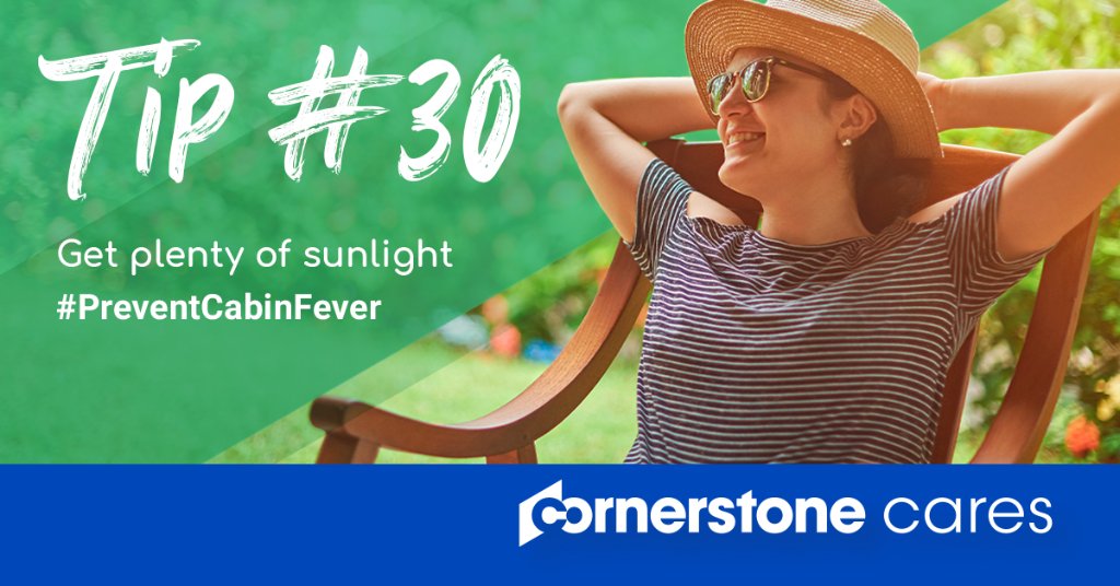 CSODEMEA's tweet photo. #Tip30: Here in the UK, we've had some fantastic weather these last few weeks ☀️ Don't forget to go outside and appreciate it when you can, whether it be your daily walk or enjoying back garden space! #PreventCabinFever #CornerstoneCares https://t.co/TdVa3lMdCQ