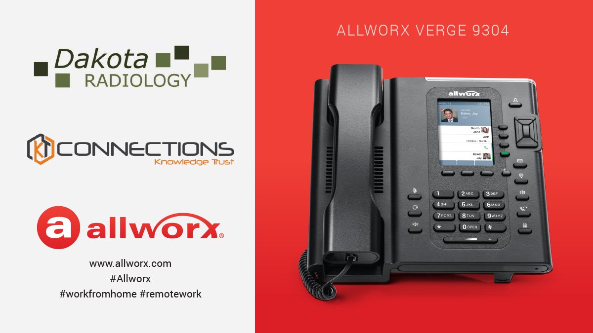 Allworx's tweet image. “KT Connections and Allworx came through in a pinch … [employees] were able to plug the Allworx phones into their home routers and everything worked from the get-go with no additional support.” John Griffith, Administrator, Dakota Radiology #Allworx #workfromhome #remotework