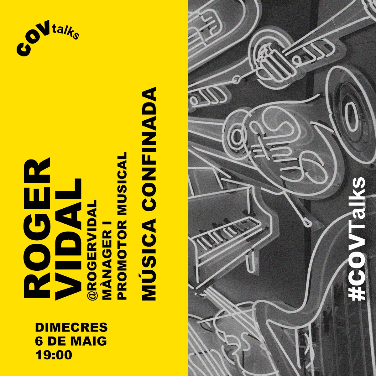 COVtalksIG's tweet photo. Com està vivint el confinament el sector musical?

Aquesta tarda ens en parlarà en @rogervidal, mànager i promotor musical.

▶️ Segueix la seva xerrada a les 19h en directe a https://t.co/DEb53xzNOV
🧠 I a partir de demà a https://t.co/vHCnGvdLv7 https://t.co/c77ojyXgJ3