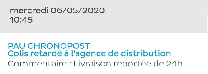 ValentinDanel's tweet photo. Merci @Chronopost, le confinement servira d'excuse. https://t.co/lMx2VdAra2