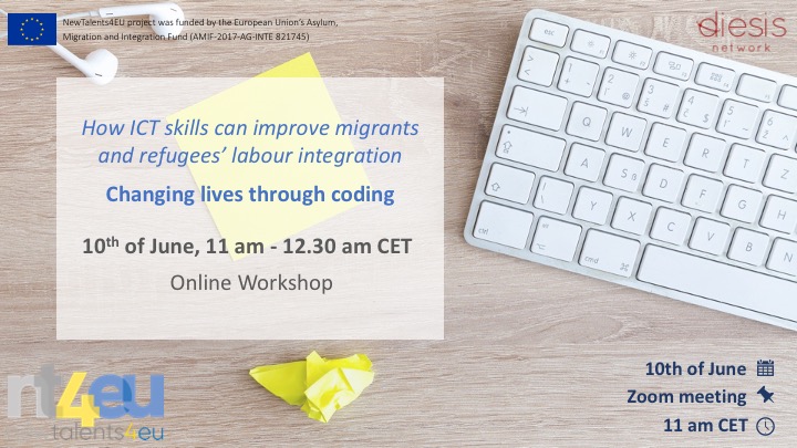 EuTalents4's tweet photo. ๐ The projectโs first Online Workshop "How ICT skills can improve #migrants and #refugeesโ labour #integration โ Changing lives through coding" is approaching! ๐
It will take place on the ๐10th of June at ๐ 11am.
โฌ๏ธ REGISTER and learn more hereโฌ๏ธ
https://t.co/29Zjbjyrfh https://t.co/jltBKyI8Nz