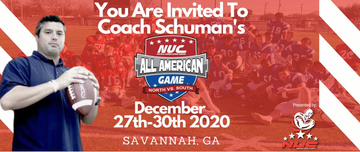 coachschuman's tweet photo. @IsiahDixon7 You are invited to Coach Schuman’s NUC All American Game In December. You Can Register At https://t.co/KCwDdqKrC2 using code Football19 for 50% off for invited athletes. https://t.co/kXfvqSOqtz