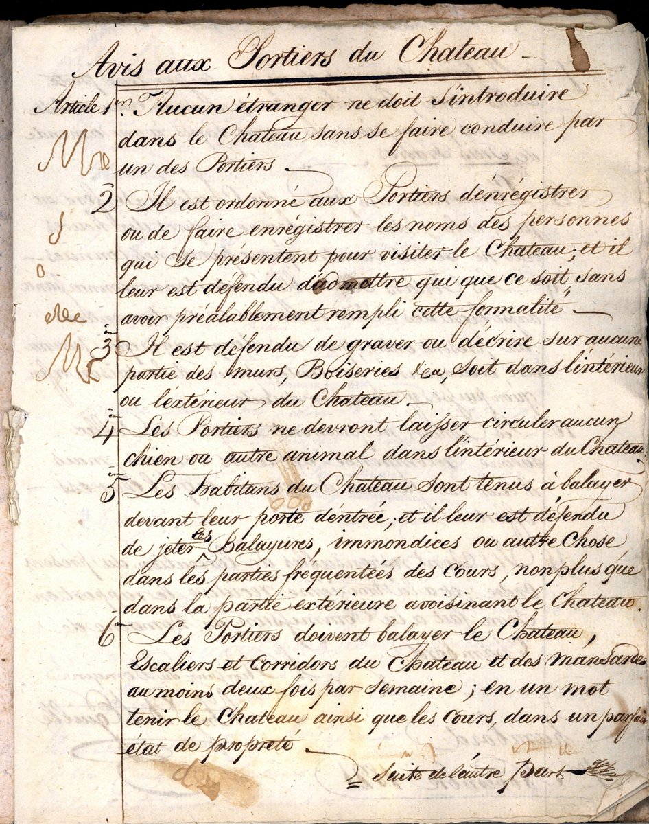 Chateau De Chambord Bonne Dictee A Tous On Partage Avec Vous Cette Belle Ecriture Il S Agit Du Premier Reglement De Visite Du Chateau Il Date De 11 Voyez Vous
