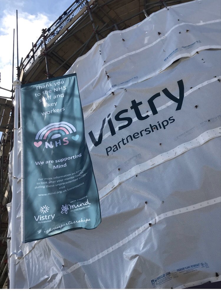 gf_williams1's tweet photo. Our first batch of @teamvistryp flags are up in the Midlands. Thank you to our amazing NHS, key workers and partners @MindCharity 🌈🙌🏽 https://t.co/Yy1zuy93ZX
