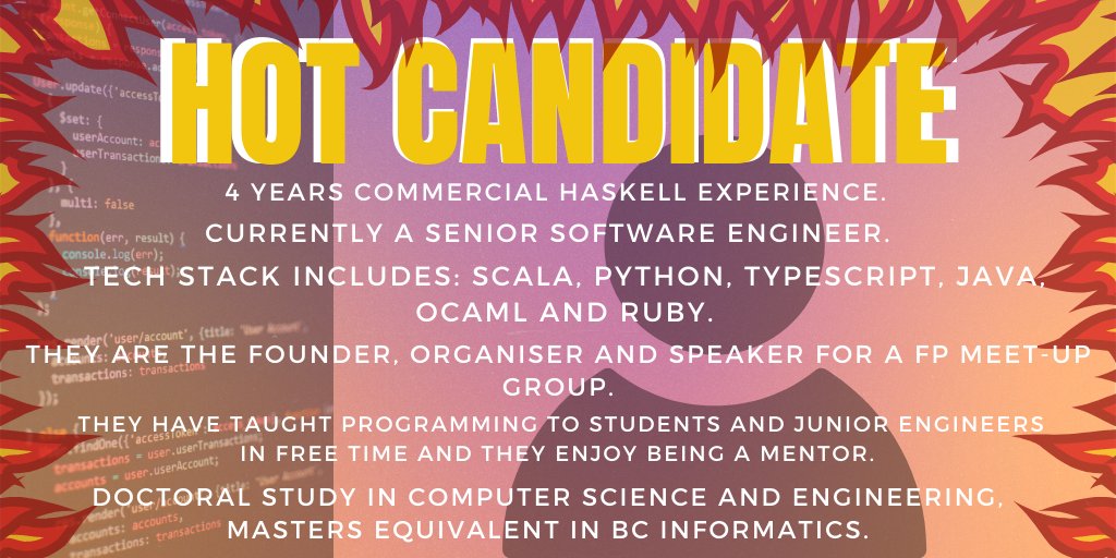 Signify_Tech's tweet photo. The weather is heating up again and so are our candidates... 🧀😁
🔥 4 years #Haskell experience
🔥 Doctoral study in #Computer science
Contact @_DanLawson for more information👇 #techdevs
https://t.co/UG5TRwW8Ru https://t.co/l5GjpbsVzj
