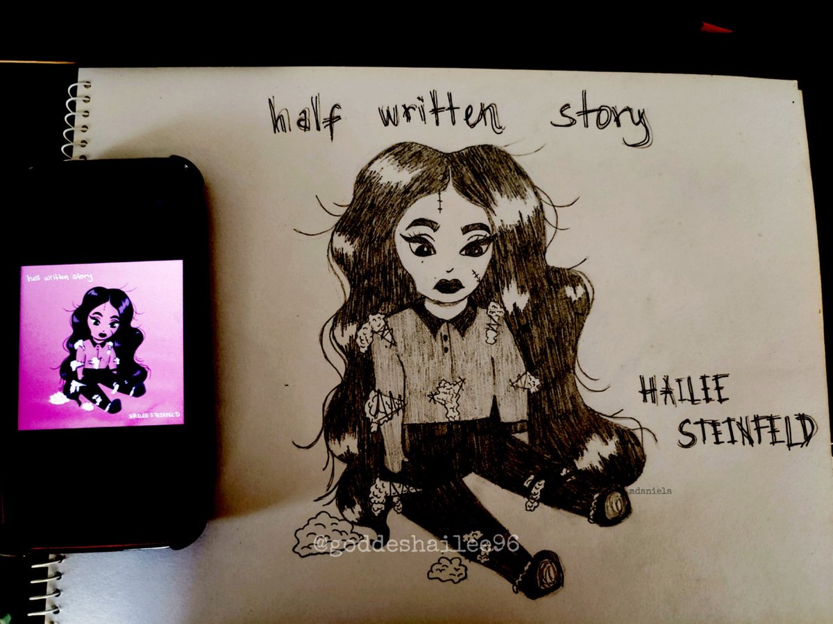 GoddesHailee96's tweet photo. In honour of #HalfWrittenStory coming out in 2 days i tried to do sumn inspired by the art cover. i'm so excited for you @HaileeSteinfeld u deserve everything. i love you so much! 🖤🖤🖤 https://t.co/zFWeKrZMrX