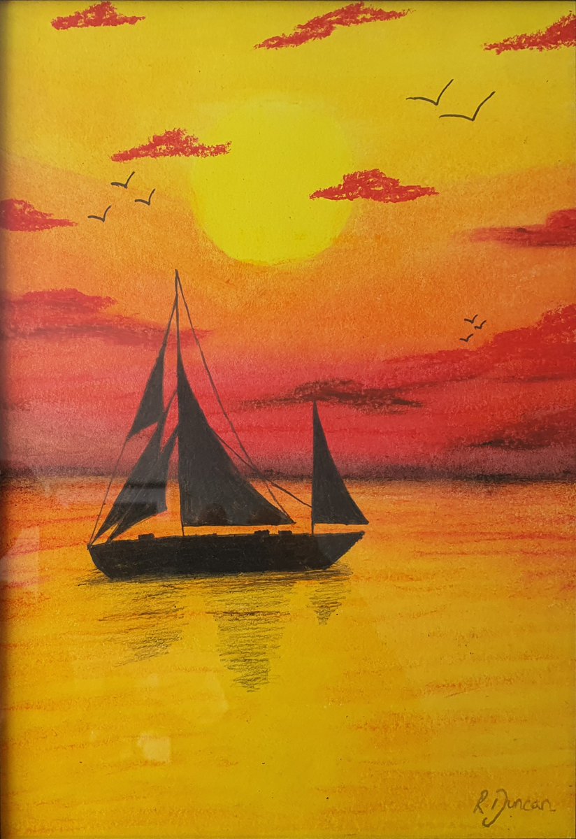 RebeccasArt20's tweet photo. One of my #sunset pastel drawings, A Yacht cruising on a perfect evening. this was created by following a very talented tutorial by #ArtArena. Let me know what you think!
#NewArtwork #Yacht #artist #sunsetartwork #oilpastels
#silhouetteart #SettingSun #Redsunset #ArtistOnTwitter https://t.co/4XVYOHWPJY