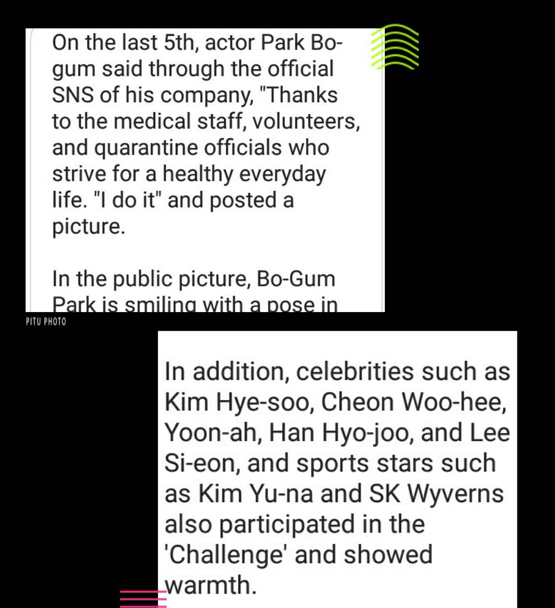 Kaseyzyrzs's tweet photo. My favorite Encounter Main leads PBG and SHK were featured on 10 Asia  together with other stars who accepted the Thank You Challenge for frontliners. You two are simply the best and what you do, will always be in the news. Thanks to dear sisters in IG that shared this news https://t.co/1DdmQrjOah