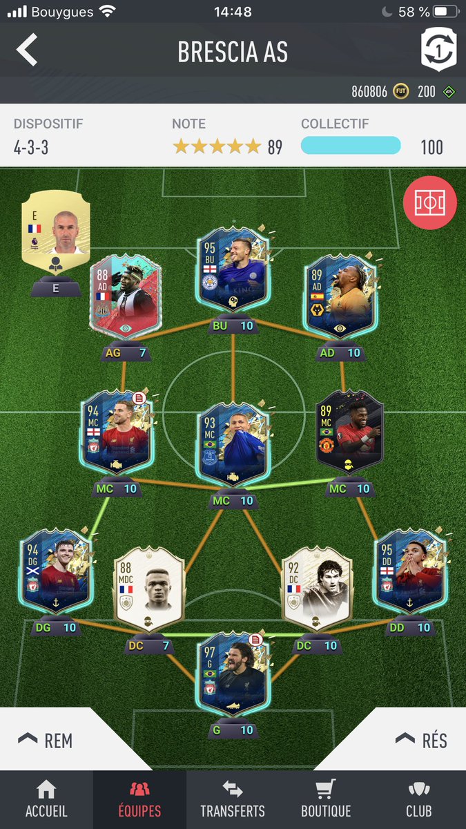 Bet2Boss's tweet photo. Voici mon equipe 4-2-3-1 in game avec Richa moc et Vardy Bu ! J’attends mes récompenses élites pour modifier mes ailiers, Desailly et Fred @robert87000 https://t.co/W7atRhWc7n