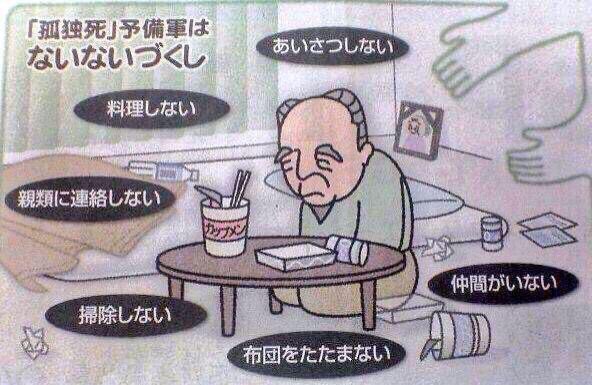 あいさつしない 料理しない 布団をたたまない 孤独死予備軍のイラストに 自分じゃないか 孤独死しそう との声 Togetter