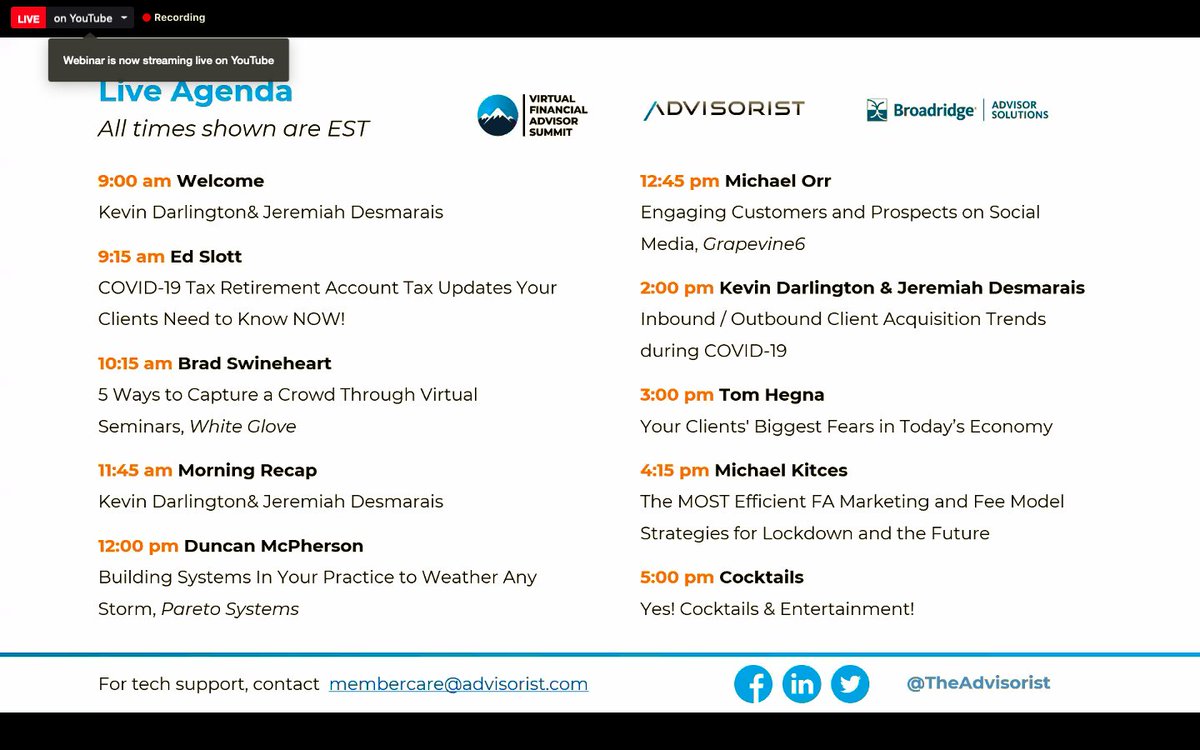 gspitzner's tweet photo. Not too late to join 5,000 other advisors and get in on today's FREE @TheAdvisorist #VirtualFASummit with some outstanding speakers including @theslottreport, @Duncan8020 and anchor keynote @MichaelKitces.
@BroadridgeAS https://t.co/EIdR2ARt8h