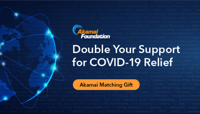 BorowskyLiz's tweet photo. Our corporate matching gift program is open to everyone! Global and non employees are included! So proud to be working for a company supporting the community in this time. Your gift for COVID-19 relief goes twice as far when you #GiveWithAkamai. @Akamai https://t.co/eSuFqIwmlJ https://t.co/2S2kcOcMSg
