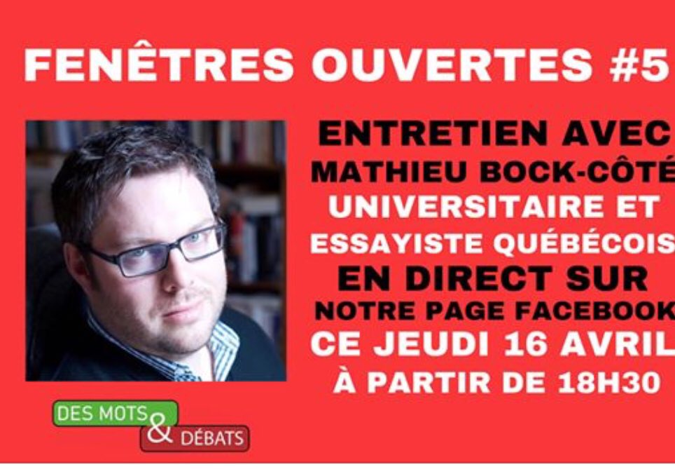 dmdb57's tweet photo. Séance de rattrapage... 
Fenêtres Ouvertes #5 - 16 avril.
Rencontre avec @mbockcote universitaire et essayiste québécois 

« Le tragique est le propre du politique »

 https://t.co/g5JDE0raeE https://t.co/OCfVHfSLOy
