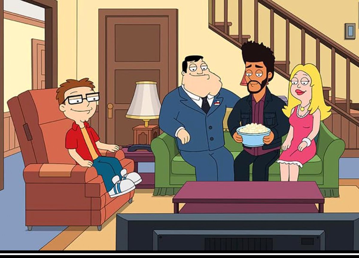 NilePlay's tweet photo. The Weeknd sing a new song on American Dad: I’m a Virgin

A cartoon version of The Weeknd starred in American Dad tonight. It featured the debut of a new song co-written with Asa Taccone called "I Am a Virgin".

Listen: https://t.co/GMyJbISr0O

#NewSong #musicvideos https://t.co/Z3buEYEEA9