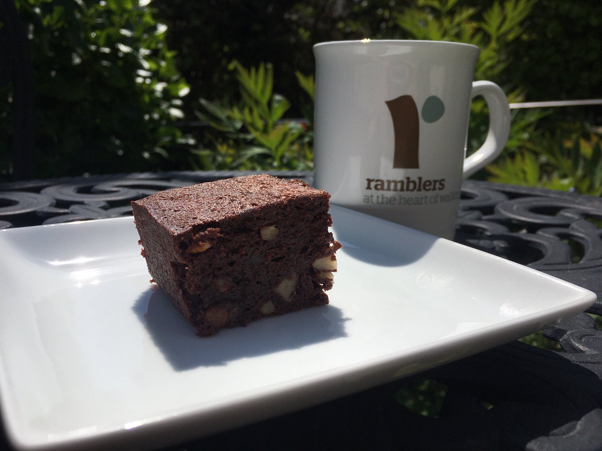 Glorious sunny weather for chocolate &amp; walnut brownie with a cup of tea in the garden #RoamSweetHome.