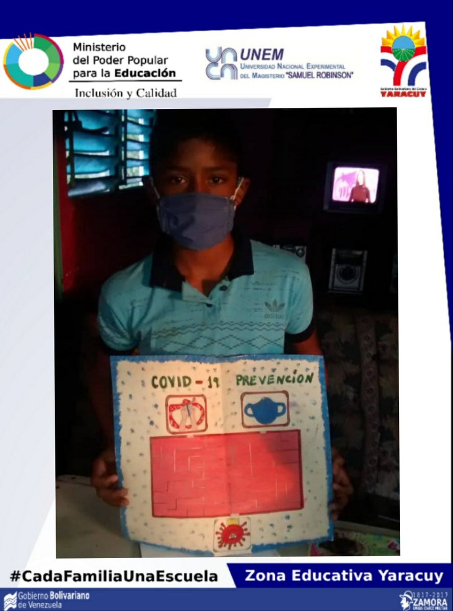 #6May 📢 ¡LA ETIQUETA DEL DÍA! #EscudoBolivarianoTiburón2020

Estudiante Wihilder González, de la EIB Antonio José de Sucre comunidad El Cardón municipio #Sucre estado #Yaracuy Elaboración de Laberinto doble salida, relacionado con las medidas de higiene contra en Covid-19