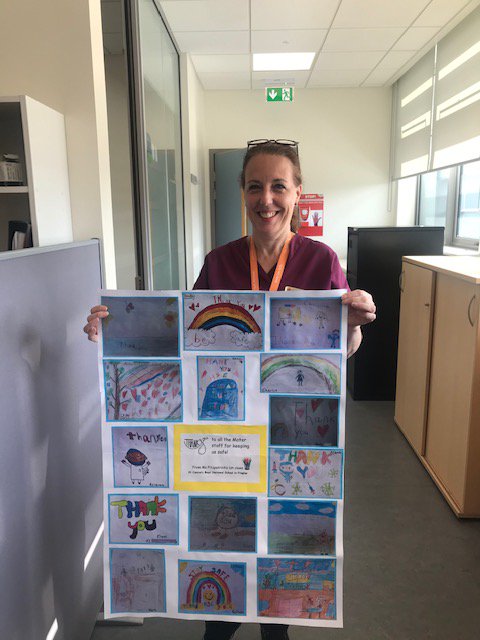 A big thank you to Ms Fitzpatrick’s First Class in St Canice’s Boys’ School in Finglas for this beautiful collage of drawings. We at the #Mater will greatly enjoy looking at these pictures while we continue to #CombatCovid.