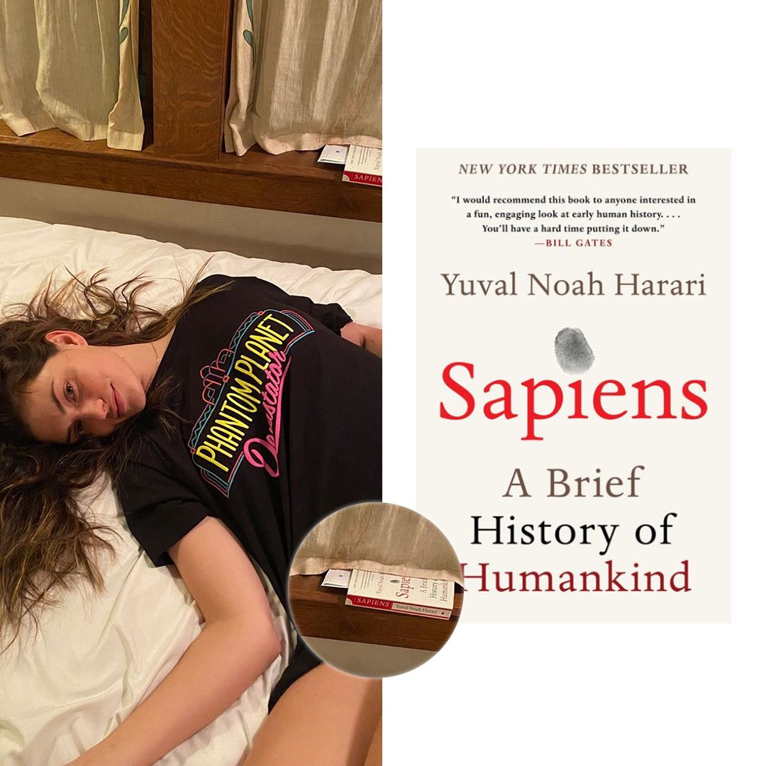 ptonkincloset's tweet image. 5 April [2020] | On Alex Greenwald IG feed wearing #hellomerch Phantom Planet Devastator Black T-Shirt ($25) in Black - also available in White. On the shelf in the back, you can also spot Sapiens: A Brief History of Humankind by Yuval Noah Harari.
#phoebetonkin
