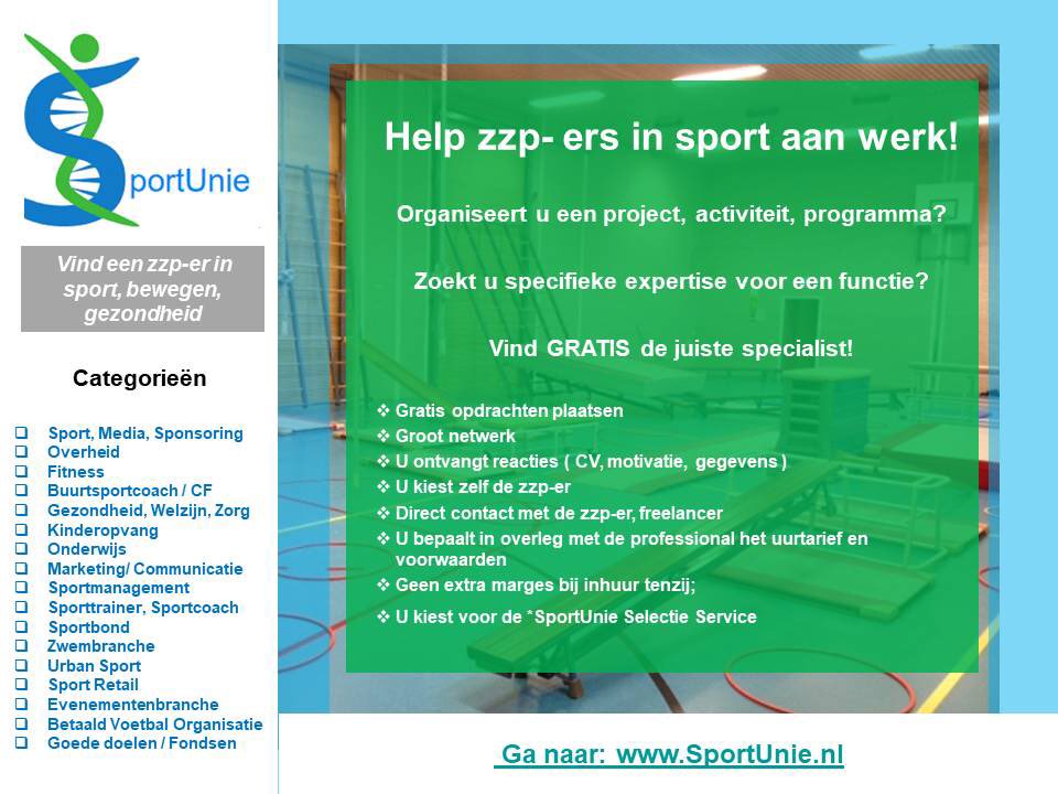 SportUnie's tweet photo. Goede ZZP-ers in sport + gratis dienst = blije klanten.

voor 

- #Projecten
- #Sportactiviteiten 
- #Sportclinics
- #Sportworkshops 
- #Gymlessen
- #Sportlessen
- #Personaltrainingen 

👉 Gratis Plaatsen 👈

Vind zzp-er bij https://t.co/2tkvULQzke 

#SportUnie #zzp https://t.co/4f5jpZLNqW