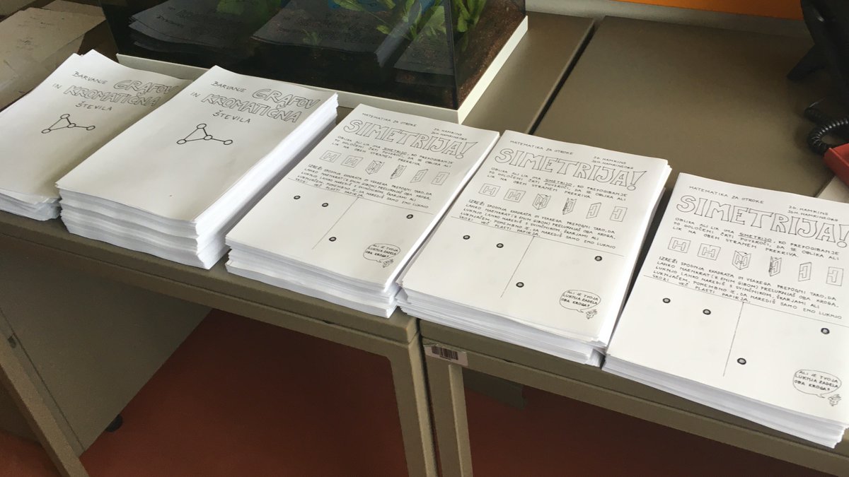 andrejbauer's tweet photo. This is what 300 copies of @JDHamkins's "Math for Kids "translated to Slovene look like. I am proud of my students who made the translations. Tomorrow they're going to an elementary school to be given to all 4th graders. Available at https://t.co/nZOTO3kHpN Thanks, Joel! https://t.co/U7WPweLWWD
