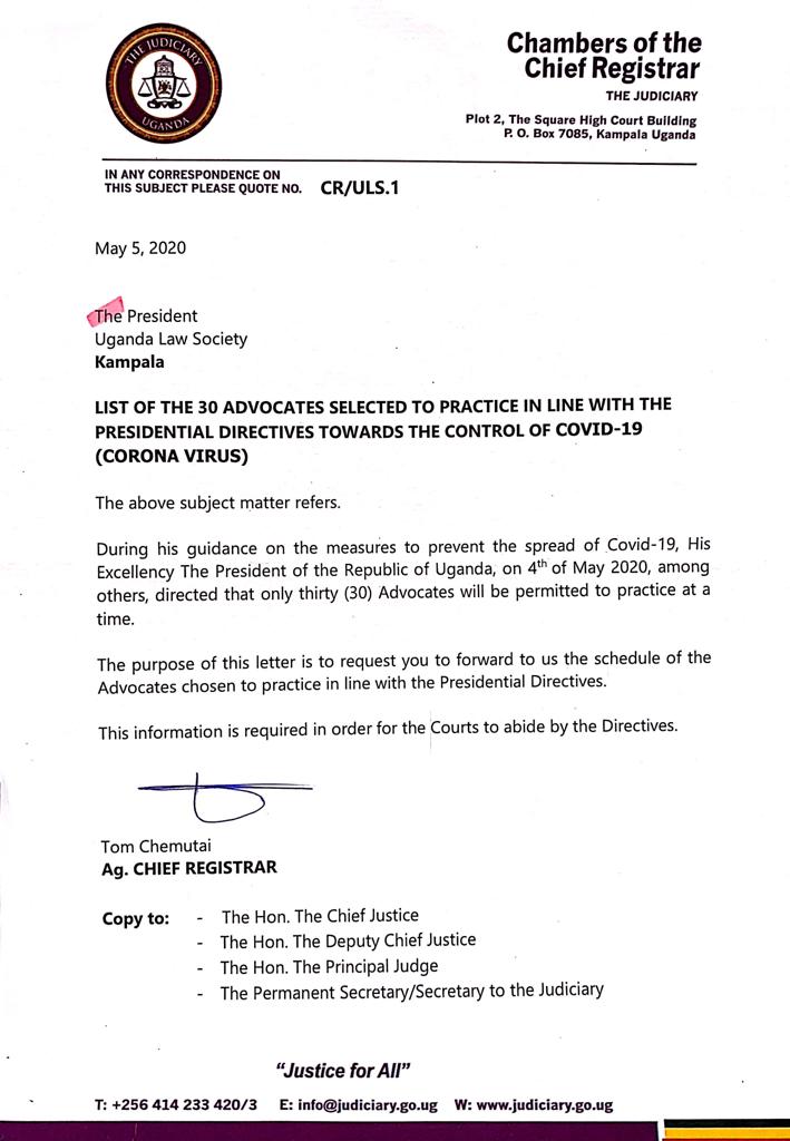 LegalworldUG's tweet photo. "All Lawyers are essentiall" @ug_lawsociety boss @spkinobe @SPKinobe2018 responds to @JudiciaryUG on the question of #30Lawyers per quota as directed by @KagutaMuseveni in his recent address to the nation. https://t.co/JVNnMSrT6k