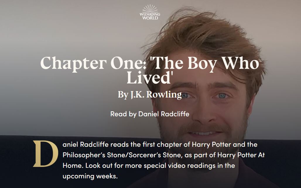 Good morning, Bobcats! Take a break from your hard work and check out Daniel Radcliffe reading Chapter 1 of The Sorcerer's Stone at bit.ly/3bboDlX   Everyone needs a little Harry Potter in their lives during times like these! 😊<a href="/myBAHS/">myBAHS</a>