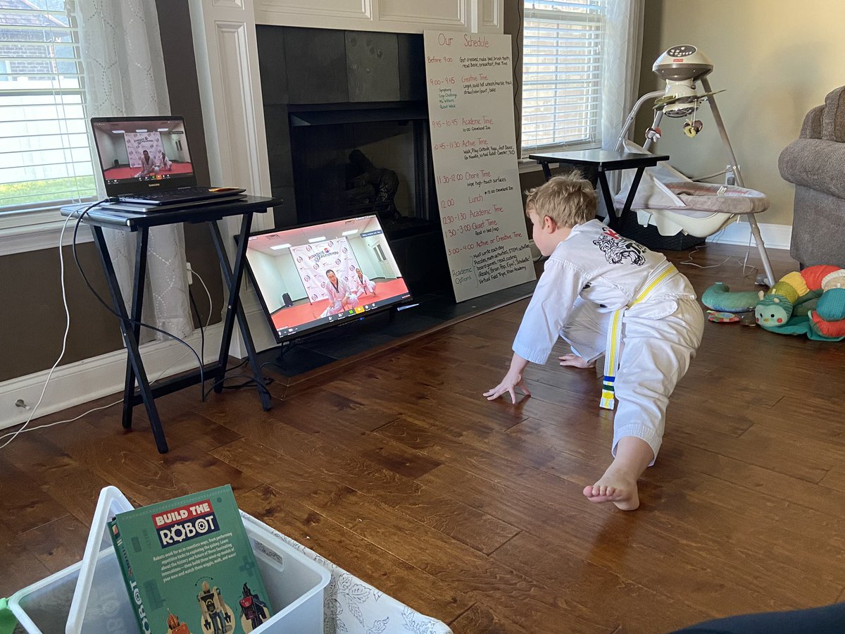 DrHines84's tweet photo. We’ve been doing lots of walks, playing catch, TaeKwonDoe, and (my favorite) Just Dance. #CentralMoves https://t.co/qJEtMCCxZP