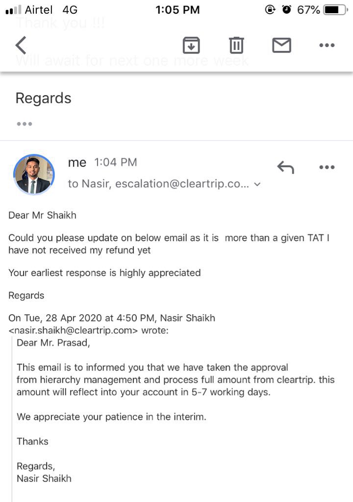 Explain me why should I bear could your please clarify the commitment given by your team in writing based on hierarchy management my refund is process and will be given in 5-7 days. What is it a joke ? Your reply does not answer my question. Plz don’t give neutral reply