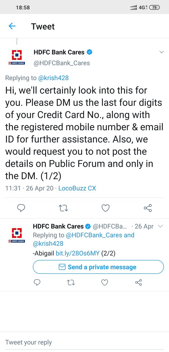 krish428's tweet photo. @HDFCBank_Cares poor response https://t.co/vyBNrfxTnN