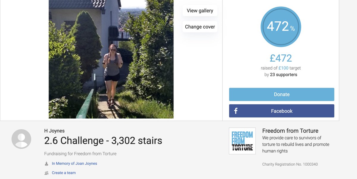 HollyJoynes's tweet photo. Absolutely amazed by how much this raised, thank you everyone who has given so far, would be great  to hit 500% of the target. https://t.co/ammJBt5oh9 #26challenge #JustGiving @FreefromTorture https://t.co/mfsd7whVxM