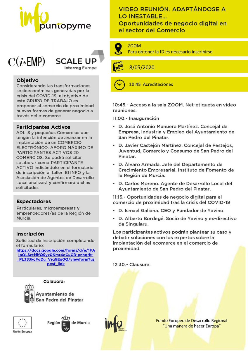 Nos vemos el viernes en la charla organizada por el <a href="/infoRMurcia/">Instituto de Fomento</a> donde contaremos tropiezos, atajos y las que pensamos que son las claves para vender online. Puedes apuntarte en: 
bit.ly/2SFNdVK