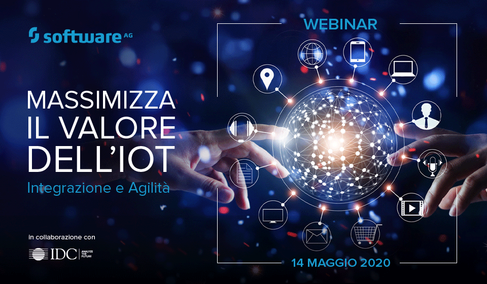 IDCItaly's tweet photo. #IoT, come affrontare progetti innovativi sempre più determinanti per il #business attraverso strategie di integrazione vincenti.
IDC e @SoftwareAG_IT ne parleranno in un webinar il 14 maggio alle 12:00 ➡ https://t.co/3mJAPWHyNK Con @FabioRizzotto e @francescomasell
#IoTValue https://t.co/1Uhd0wKsrU