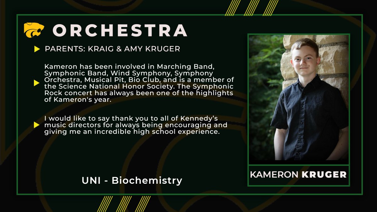 CRCougars's tweet photo. Wednesday Senior Spotlights...

On the stage, any performing group, is where this senior was at home!

Congratulations and best of luck to senior, Kameron Kruger! https://t.co/5S2B0XOsMK