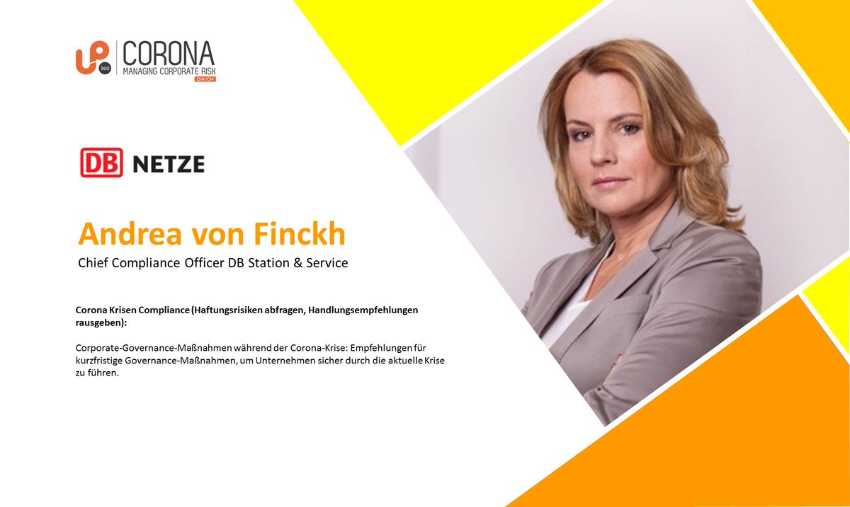 @AndreaVonFinckh, CCO @DB Netze diskutiert über #Corporate #Governance Maßnahmen während der #Corona-Krise. Wertvolle Empfehlungen für kurzfristige #Governance Maßnahmen, um Unternehmen durch die Krise zu führen. Jetzt kostenfrei anmelden: scale-up-360.com/de/corona-mana…