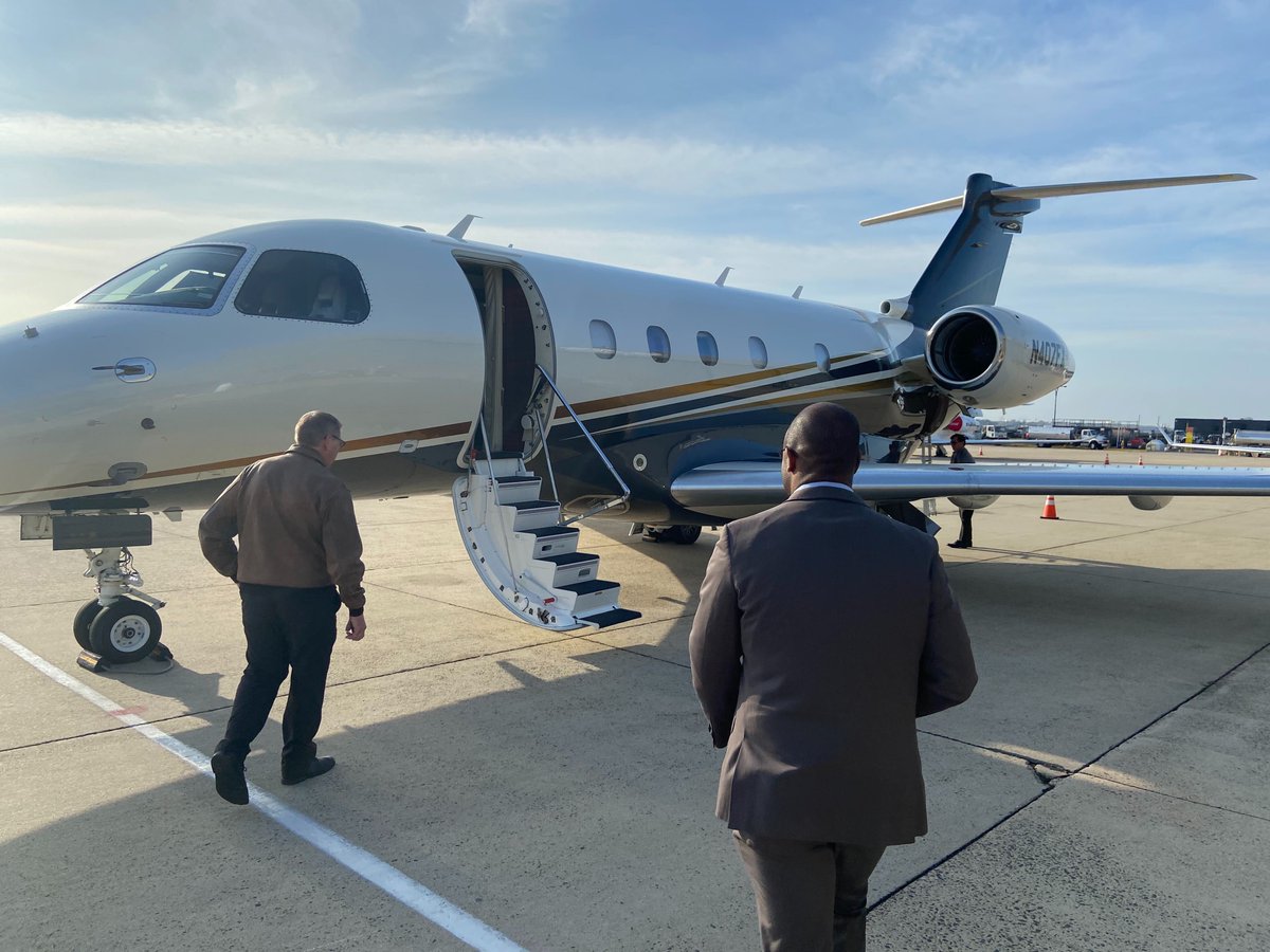 3) Here we are getting on this Legacy 450 FlexJet the next morning. His company paid more than $22,000 for this trip, according to receipts he shared. (ProPublica reimbursed FGE for the cost of a commercial ticket.)