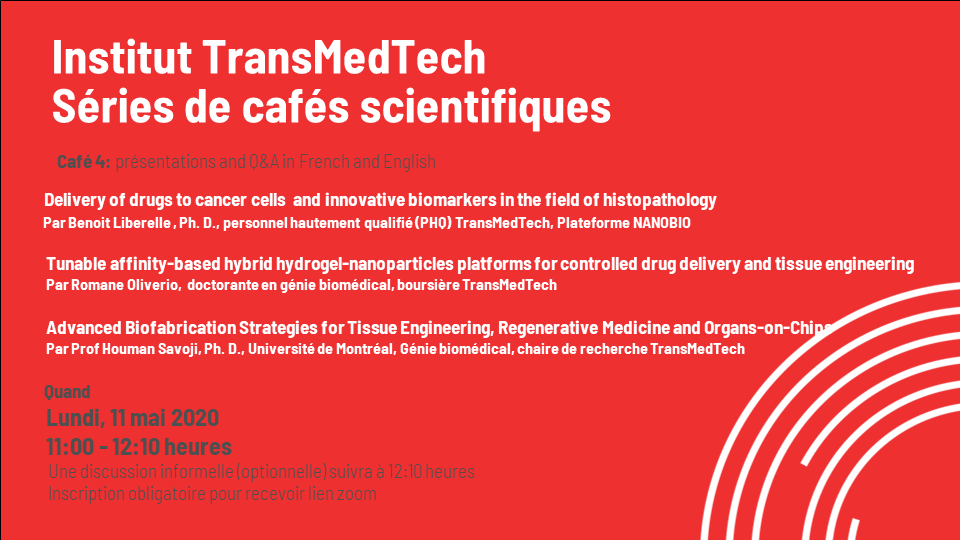 transmedtech's tweet photo. Interested in #Nanoparticles, #DrugDelivery and #RegenerativeMedicine ? Join us to learn more about research, expertise and the academic journey of 3 outstanding speakers on May 11th. Register for the free #TransMedTech scientific café on : https://t.co/mi9U1vzqzI https://t.co/ALvR7ED3QM