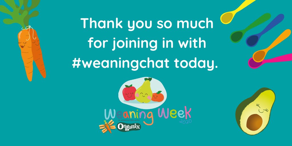 WeaningWeek's tweet photo. Thank you from the whole team here - it's been another fantastic #weaningchat Don't forget to head over to our website and join in with our online workshops https://t.co/a7cSdE7Yce https://t.co/M43C444BMl