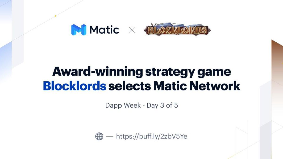 0xPolygon's tweet photo. 1/ We're thrilled to announce award-winning medieval strategy game @blocklords as our third integration of #DappWeek!

Initially using Loom Network, Blocklords has decided to onboard to our Mainnet to provide a better UX.

#LoomToMatic

Read more: https://t.co/ytEG3XP8J4 https://t.co/cXfrCDDVTC