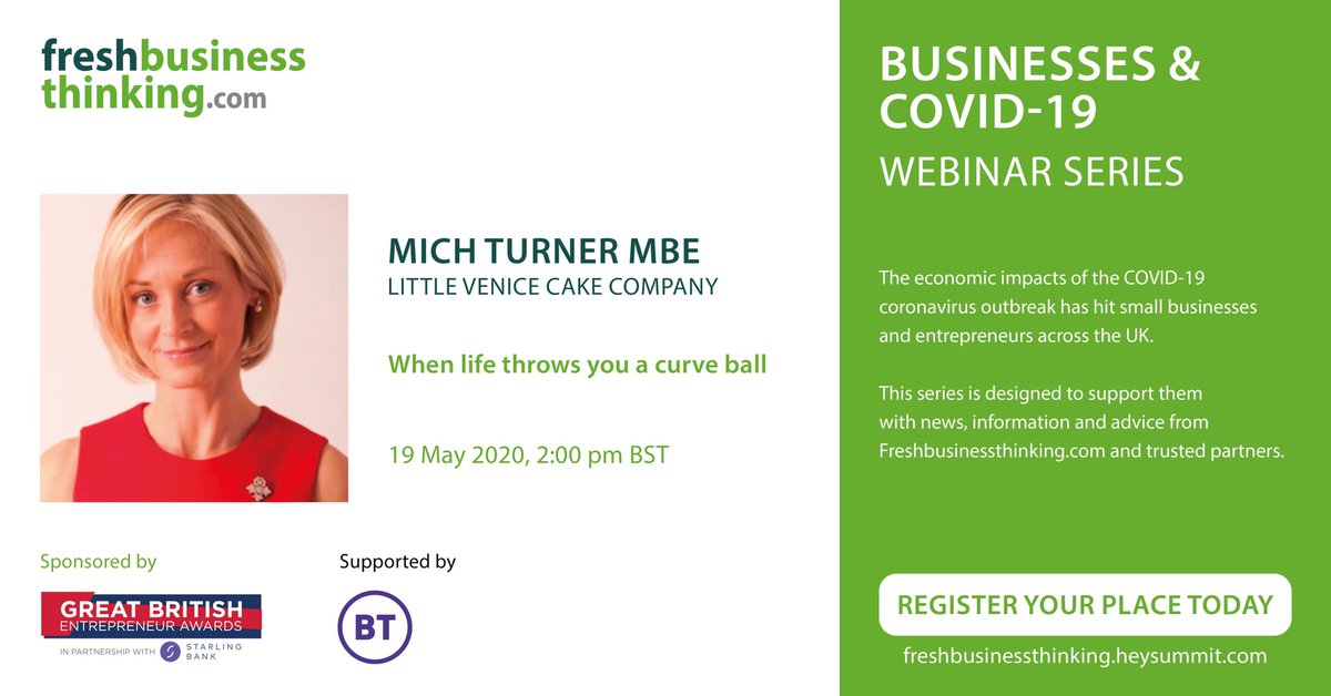 ‘When life throws you a curve ball’. To attend this live event with Mich Turner MBE as a 
guest presenter on 19 May 2pm register via :-freshbusinessthinking.heysummit.com/talks/when-lif… or send us a direct message /email blackonsilver@blackonsilver.co.uk for more info  #livewebinar