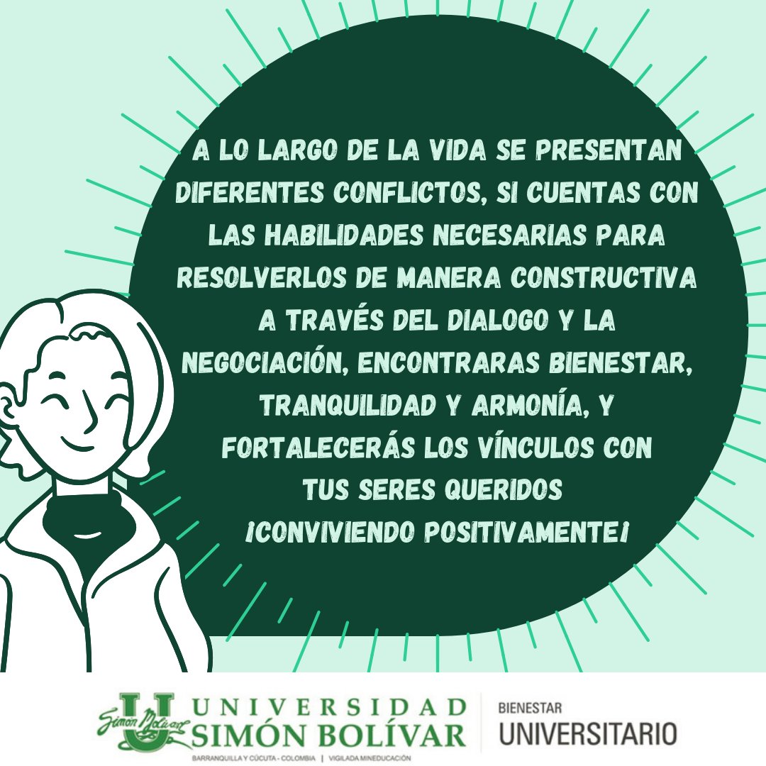 unisimoncucut's tweet photo. #UnisimónEnCasa | Hoy en #Educatips de Bienestar Universitario, 𝘁𝗶𝗽𝘀 𝗽𝗮𝗿𝗮 𝗿𝗲𝘀𝗼𝗹𝘃𝗲𝗿 𝗰𝗼𝗻𝗳𝗹𝗶𝗰𝘁𝗼𝘀. Recuerda que estamos en este mundo para convivir en armonía. 🙌 #SomosUnisimón #EstamosContigo https://t.co/9do5brf7nJ