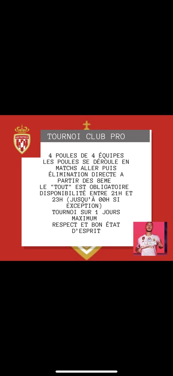 Nous organisation notre tournois club pro sur Ps4 le jeudi 7 mai à 21 jusqu’à 00H00 inscription en MP  #clubPro #tournoisClubPro